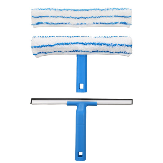 Mitclear Window Cleaning Combo(12IN), Silicon Window Squeegee + Microfiber Glass Wiper