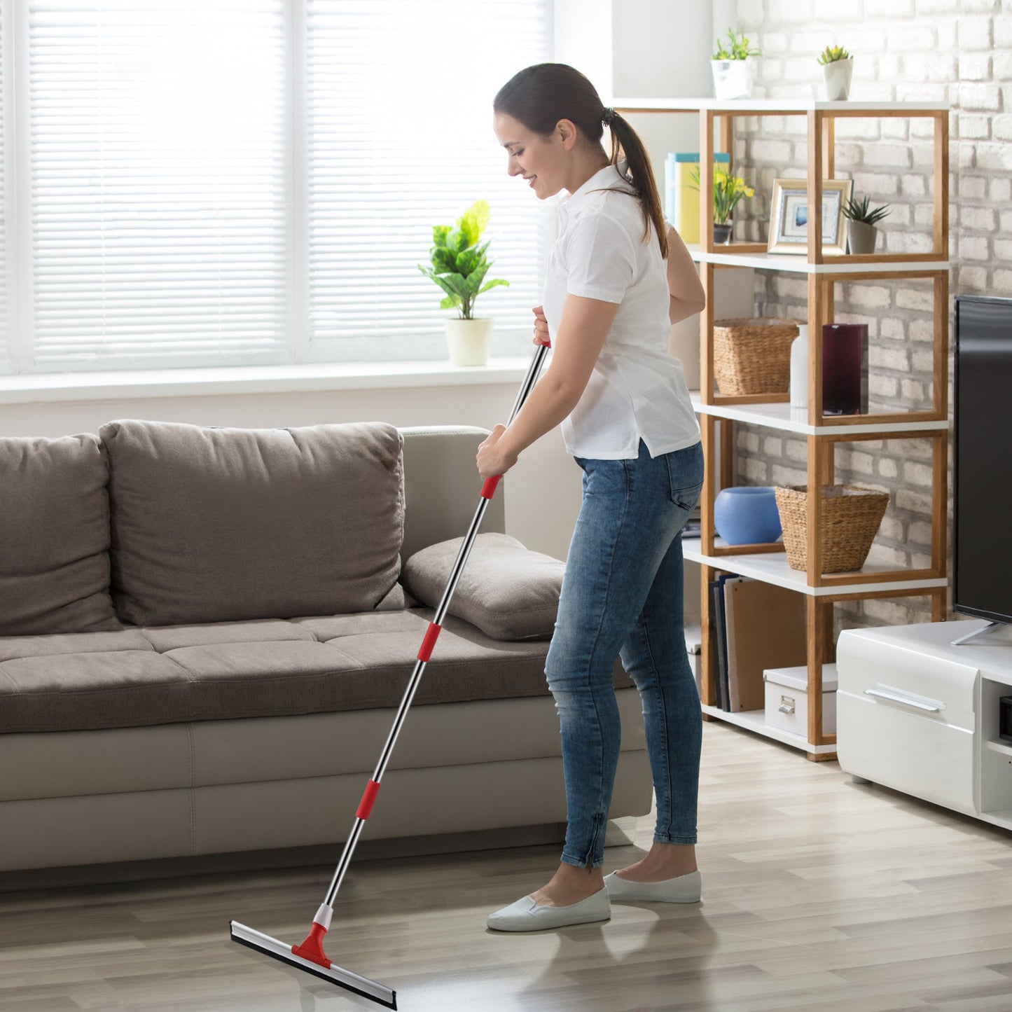 Mitclear 17In Floor Squeegee Mop with Extension Poles(58IN)