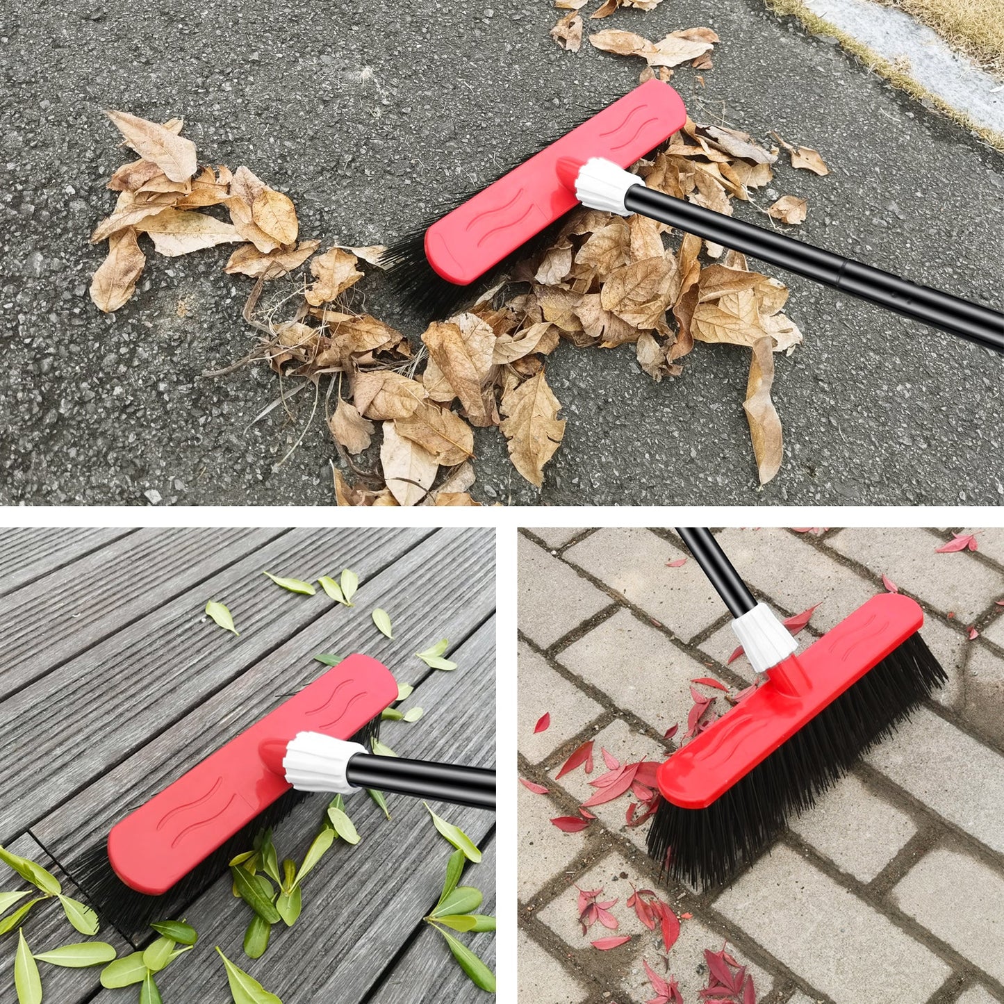 Mitclear Yard Broom Heavy Duty with Long Handle(57IN), Garden Brush with Stiff Bristles