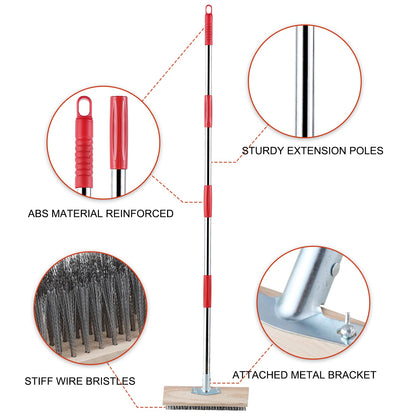 Mitclear Heavy Duty Wire Broom with Telescopic Handle(57IN)