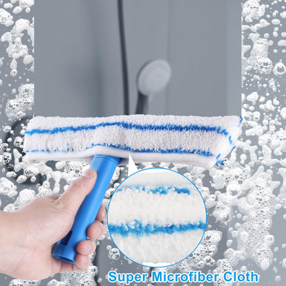 Mitclear Window Cleaning Combo(12IN), Silicon Window Squeegee + Microfiber Glass Wiper